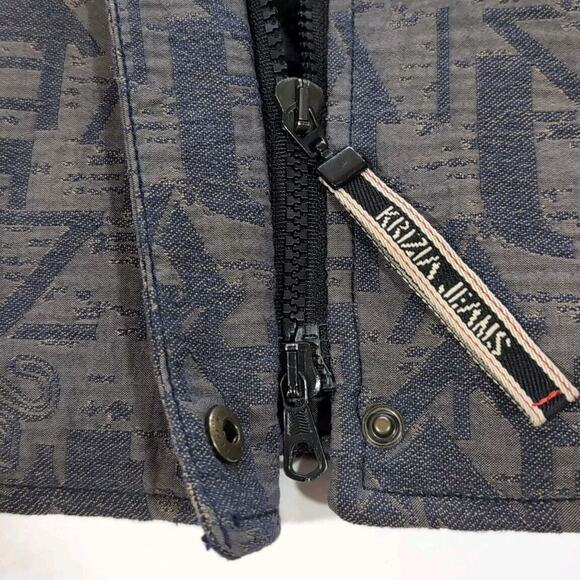 Krizia Jeans Jacket Women's Vintage Size 10 Gray Taupe Double Zip Pockets Moto - Picture 14 of 16